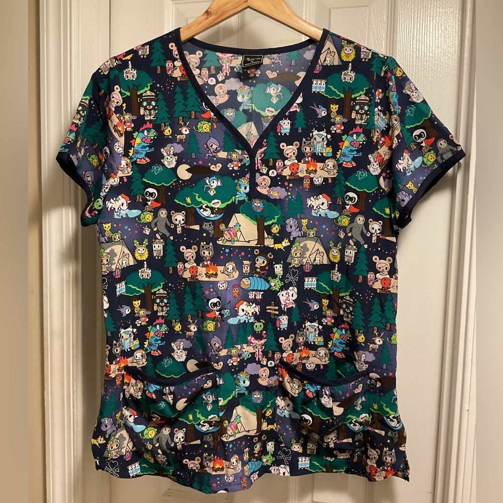 koi Women's Navy Cartoon Print Tunic Top